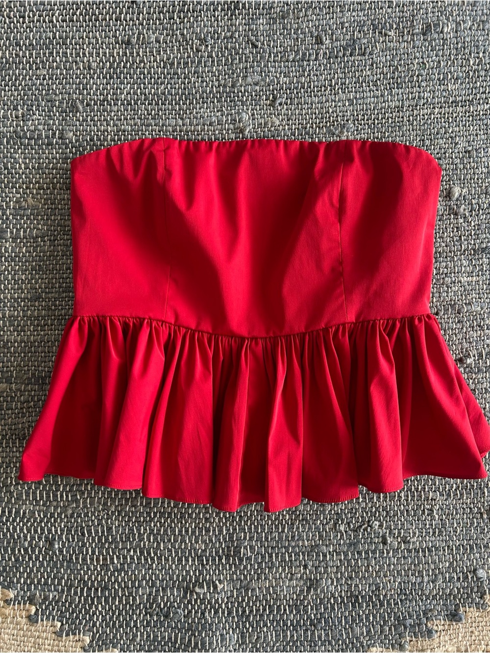 J.Crew Strapless Taffeta Peplum Top Cherry Red